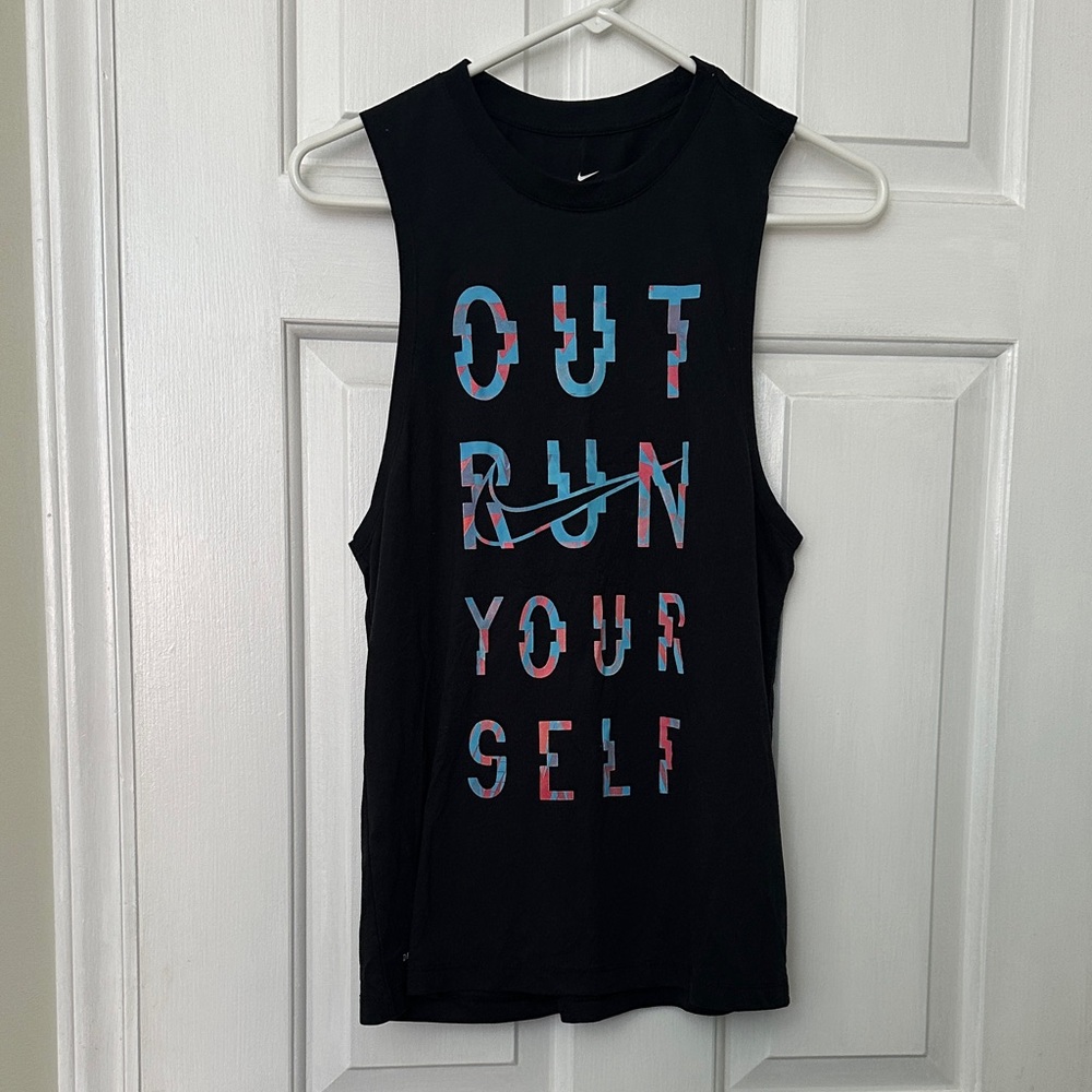 Nike Women's Black 'Out Run Yourself' Muscle Tee Size XS Dri-Fit